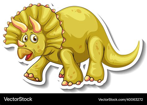 Triceratops Dinosaur Cartoon Character Sticker Vector Image