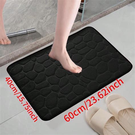 Pc Embossed Cobblestone Bath Rug Memory Foam Absorbent Floor Mat