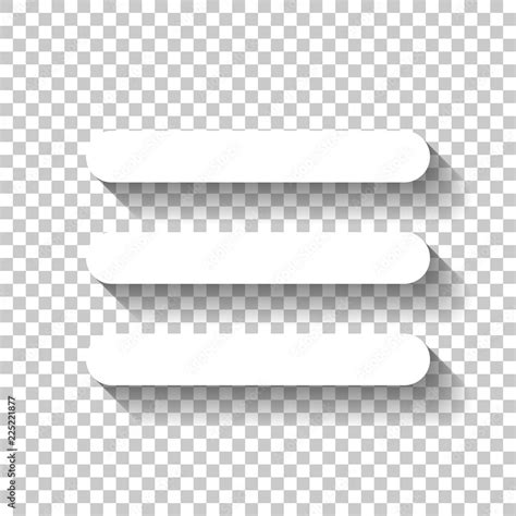 Hamburger Menu Web Icon White Icon With Shadow On Transparent Stock