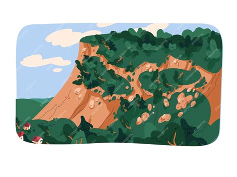 premium vector landslide catastrophe landslip calamity broken