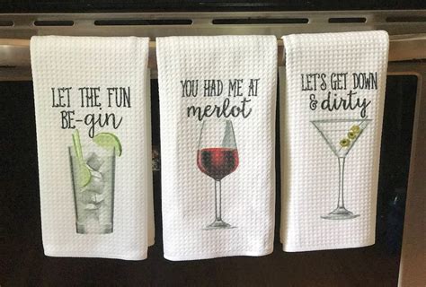 Funny Dish Towels For Hostess Bar Towels Alcohol T Set Etsy