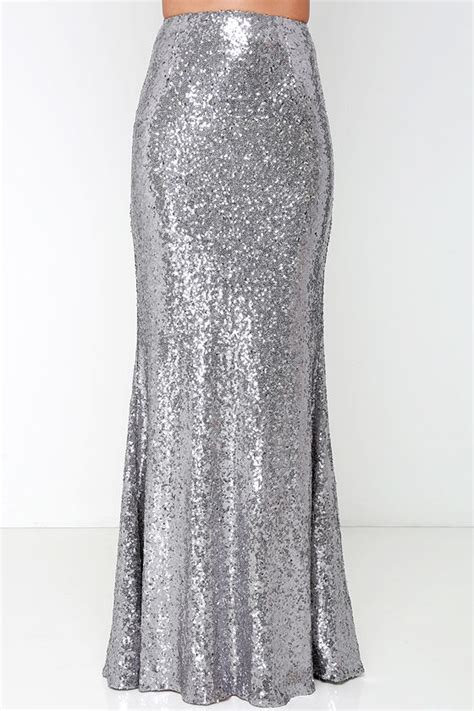 Sexy Silver Skirt Sequin Skirt Maxi Skirt 9300