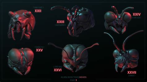 Artstation Alien Insectoid Heads 32 Imm Brushes Part I Andrey