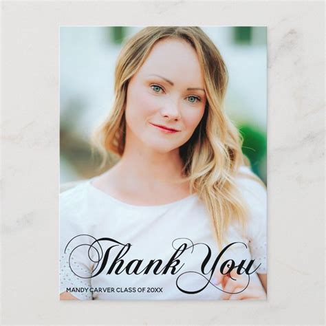 Elegant Calligraphy Graduation Photo Thank You Postcard Zazzle