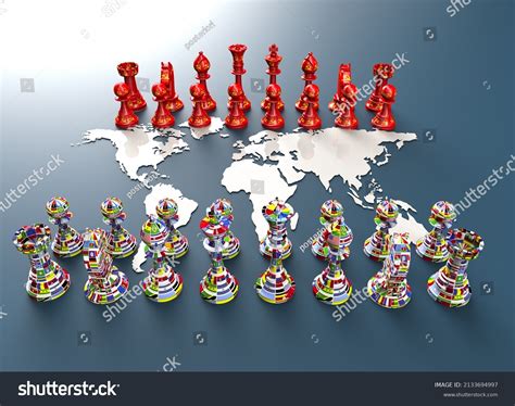 Symbol War Geopolitics World Chess Pieces Stock Illustration 2133694997