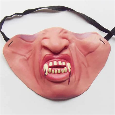 Half Face Mask Funny Latex Half Face Mask Halloween Party Performance Dressed In Maggot Mask In