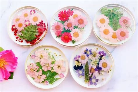 Fabriquer des sous verres en fleurs pressées DIY