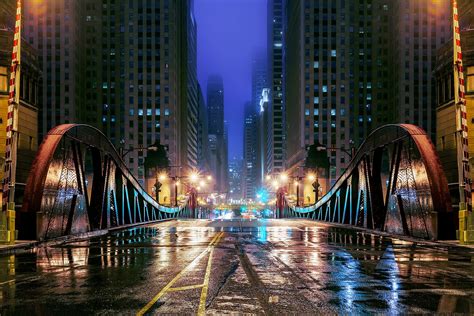 Architecture City Lights Road Chicago Skyline Buildings City