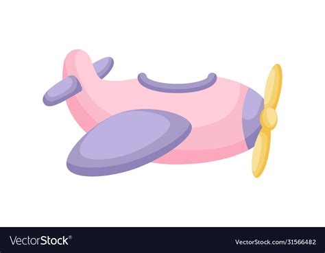 Cute cartoon pink-purple plane Royalty Free Vector Image