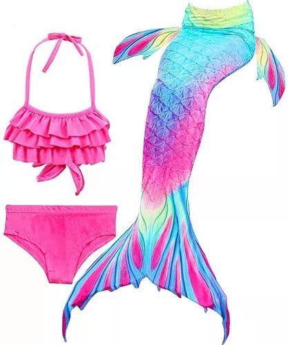 Set 3 Sirena Cola Y Bikini Niñas Traje De Bañocontinuarlouis Meses