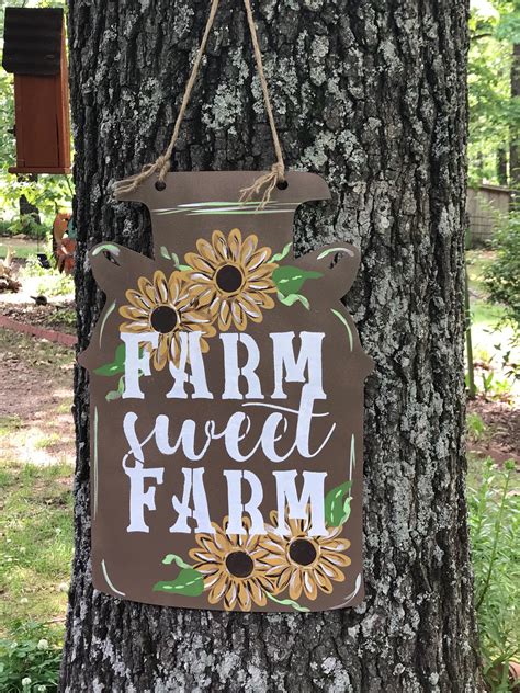 Farm Sweet Farm Etsy Door Signs Diy Mason Jar Door Hanger Door