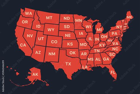 United States of America map. Red USA outline map on isolated ...