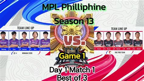 Minana Evos Vs TNC Game 1 MPL PH S13 ENGLISH Week1 Day 1 YouTube