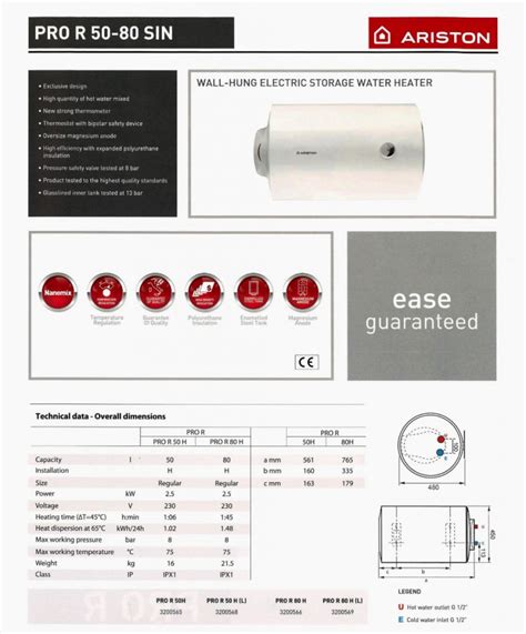 Ariston Electric Water Heater Liter Horizontal Pro R Italy Tejarra