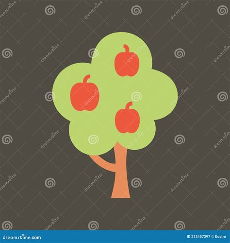 Silhouette Icon Apple Tree Flat Vector Illustration Stock Vector