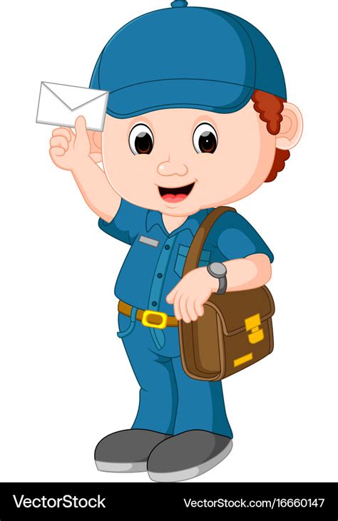 Postman Cartoon Royalty Free Vector Image Vectorstock