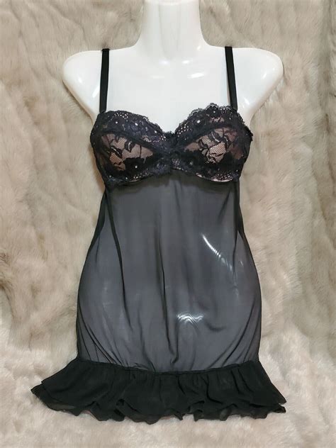 Rampage Intimates Womens Sleepwear Teddie Sheer Lace … Gem