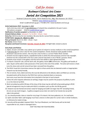 Fillable Online Call For Artists Juried Art Competition Fax Email