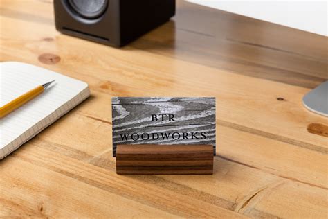 Wooden Business Card Holder Walnut desk business cards card