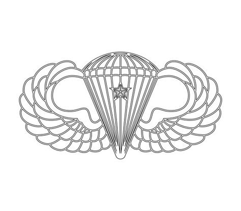 Us Army Basic Parachutist Badge With 1 Combat Jump Star Vector Etsy