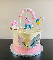 Izoel Unicorn Cake Topper Birthday Decoration Pink Hairball Arch