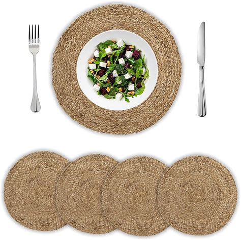 Chardin Home Round Woven Jute Braided Set Of Placemats Inch