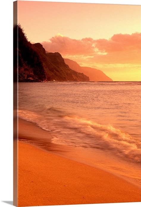 Hawaii Kauai Na Pali Coast At Sunset From Kee Beach Great Big Canvas