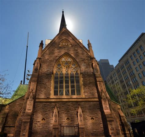 Rear Side Of The Montreal Anglican Christ Church Cathedra Editorial