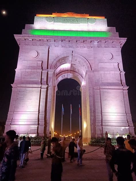 India Gate at Night editorial photography. Image of touristplace ...