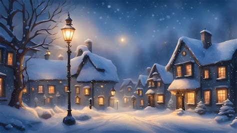 Premium Photo A Snowy Christmas Peaceful Village