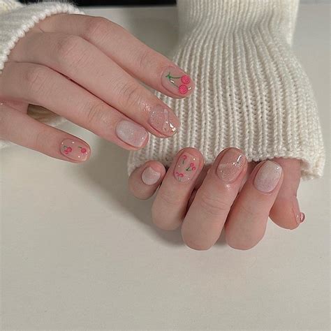 MẪU NAILBOX THIẾT KẾ MÓNG ÚP MÀU NUDE VẼ CHERRY GEL NỔI LẤP LÁNH Shopee Việt Nam