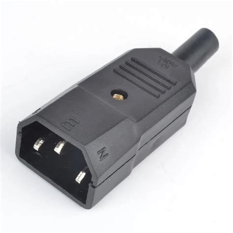 10A 250V Black IEC C13 Male Plug Rewirable Power Connector 3 Pin Ac