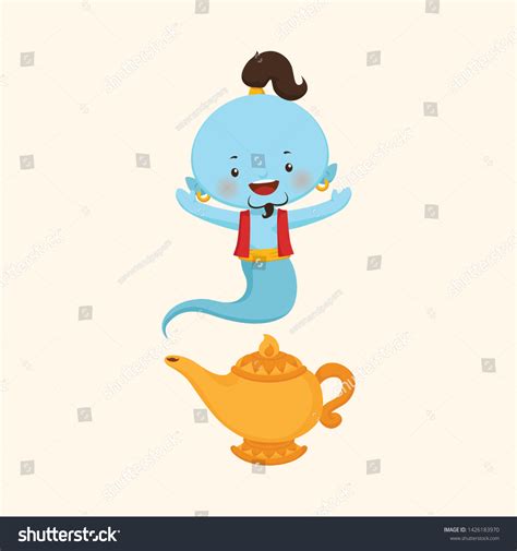 Cute Genie Gold Lamp Stock Vector Royalty Free 1426183970