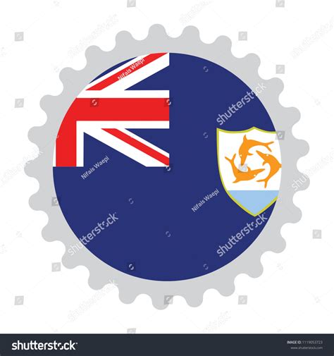 Stamp Button Flag Map Of Anguilla Royalty Free Stock Vector