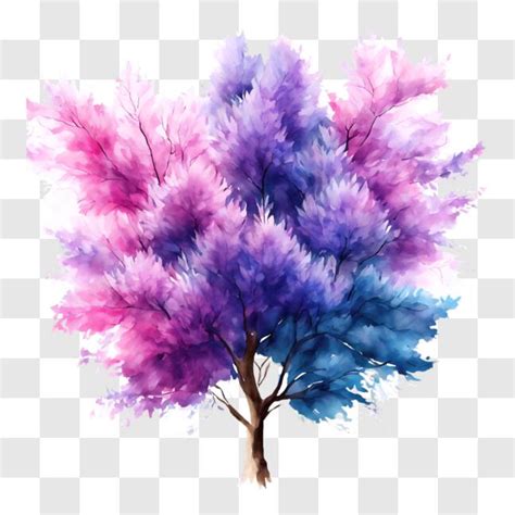 Scarica Albero Colorato Con Foglie Viola Blu E Rosa PNGs Online