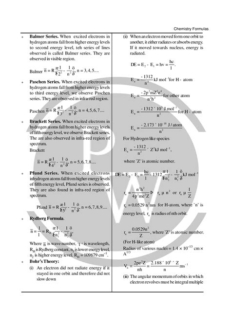 Chemistry Formula For Class Chapter Atomic Structure Pw