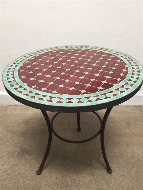 Moroccan Round Mosaic Tile Bistro Table Indoor Or Outdoor At 1stdibs