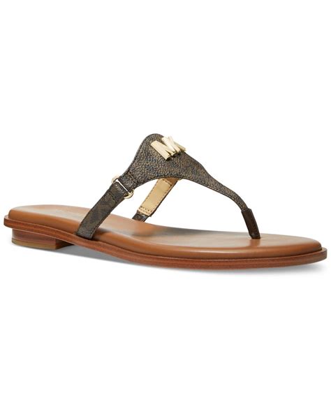 Michael Kors Michael Jillian Slip On Thong Sandals In Brown Lyst