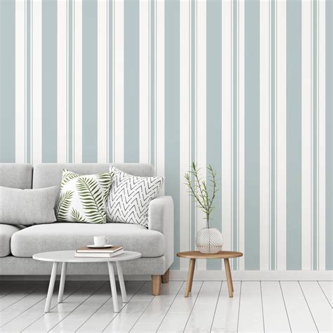 Papier Peint Rayures Keswick Stripe Bleu Anna French