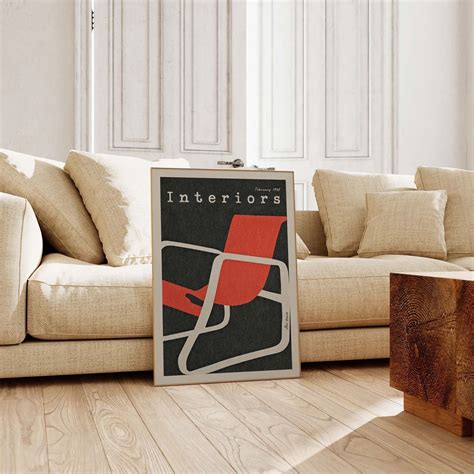 Iconic Chair Poster, Vintage Furniture Design Magazine Cover, Mid ...