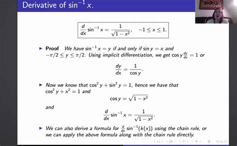 Calculus Ii Lecture 6 3 Derivative Of Arcsinx Youtube