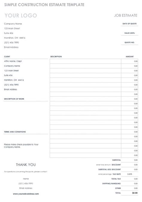 Free Construction Project Management Templates in Excel | Estimate ...