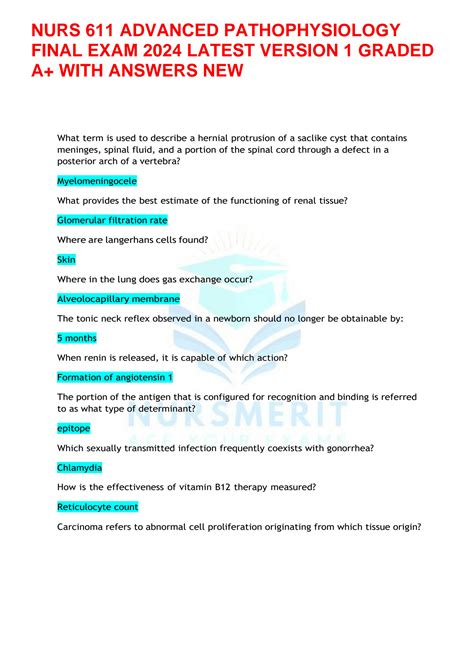 Solution Nurs Advanced Pathophysiology Final Exam Latest