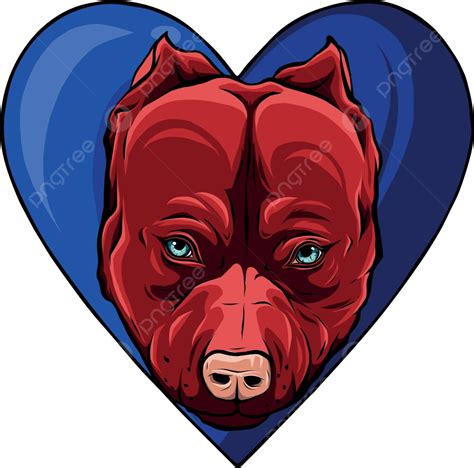 Pitbull Head Dog In Heart Vector Illustration Cheerful Design Pitbull