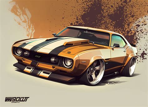 Chevrolet Camaro 1968 Art Wall Art Poster Classic American Muscle Car ...