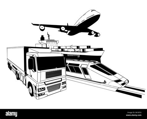 Una ilustración de logística de transporte de carga conceptual con un