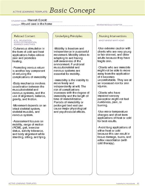 Wound care basic - ATI - ACTIVE LEARNING TEMPLATES THERAPEUTIC