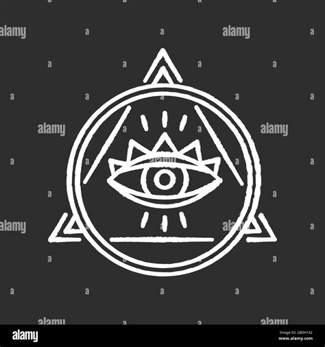 Eye of Providence chalk white icon on black background. Occult symbol ...