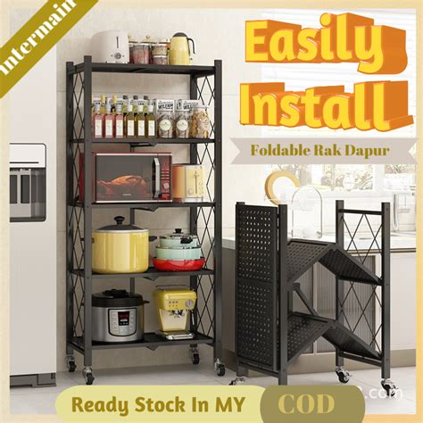 Rak Dapur Lipat Stainless Steel Rak Besi Bertingkat Foldable Rack