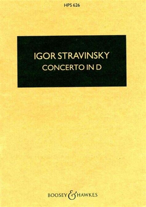 Igor Stravinsky Concerto In D Basler Konzert Hawkes Pocket Scores